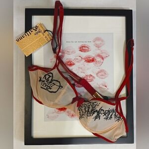 Vintage John Galliano Bra 34B Red Beige